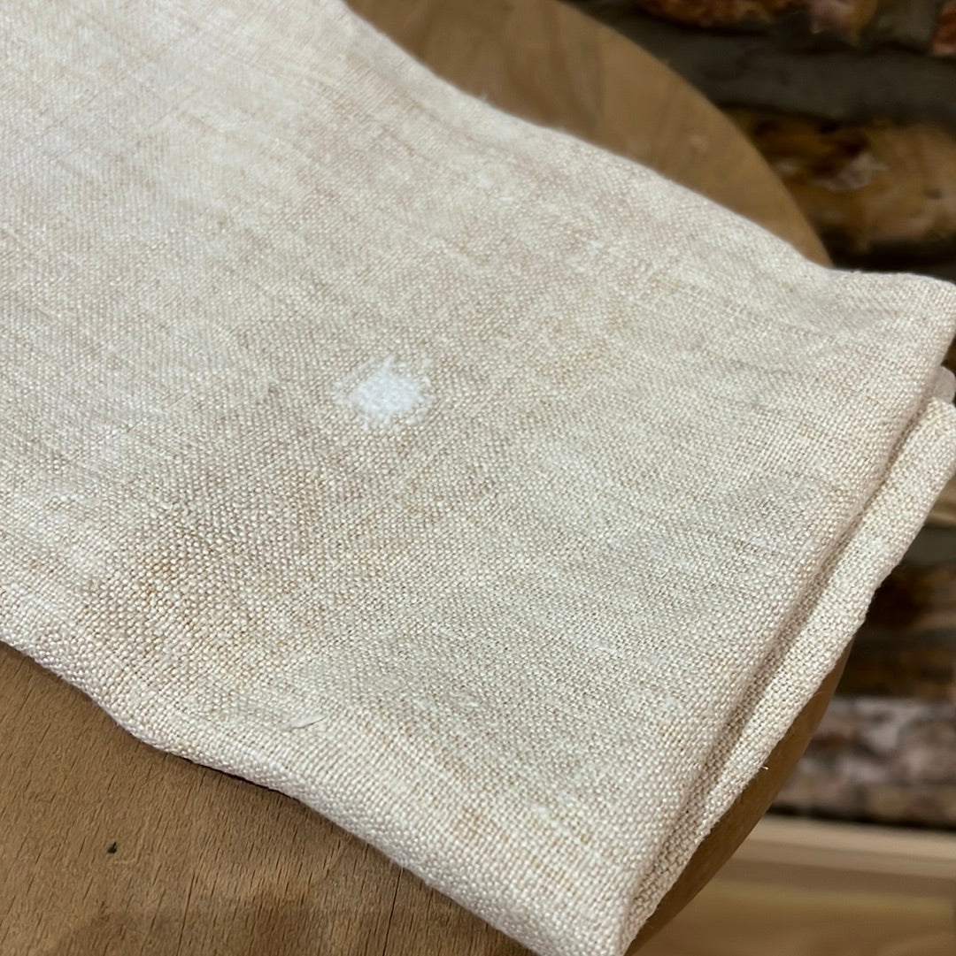 Linen Torchon with Embroidered Shape