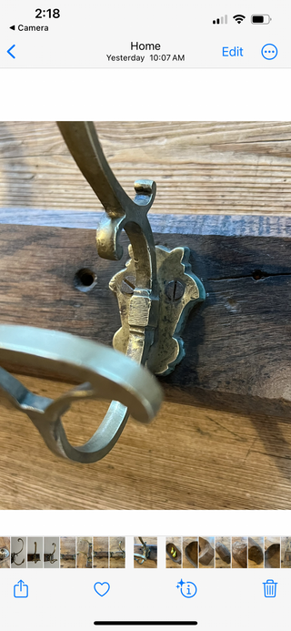 Brass and Oak Coat Rack