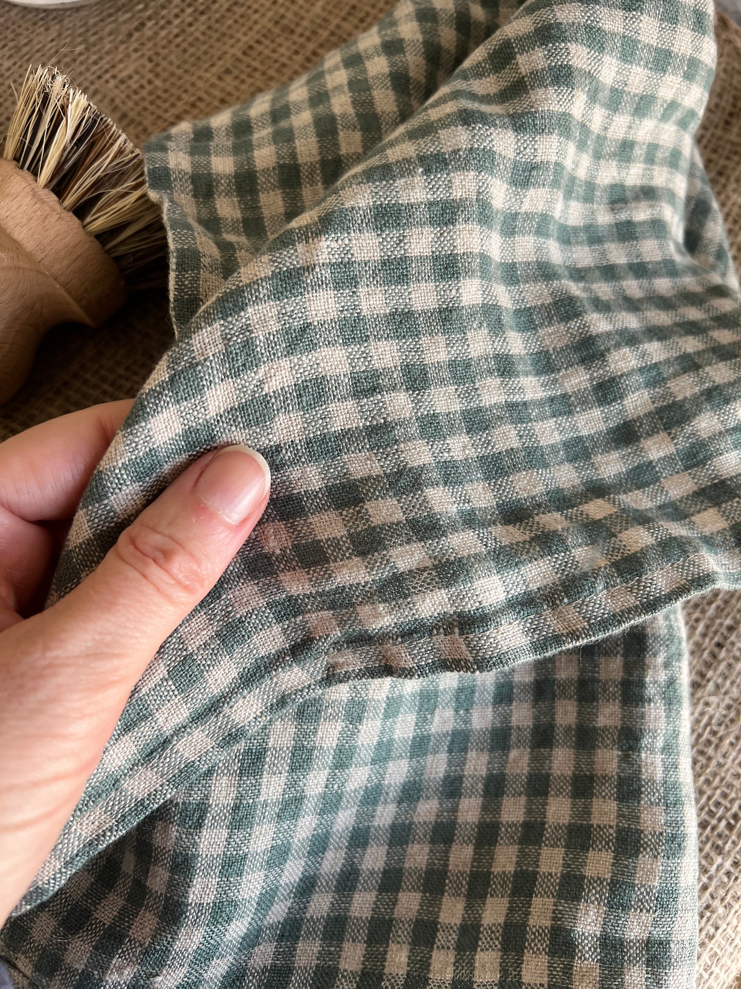 French Check Linen Towel