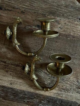 Brass Candle Wall Sconce Set