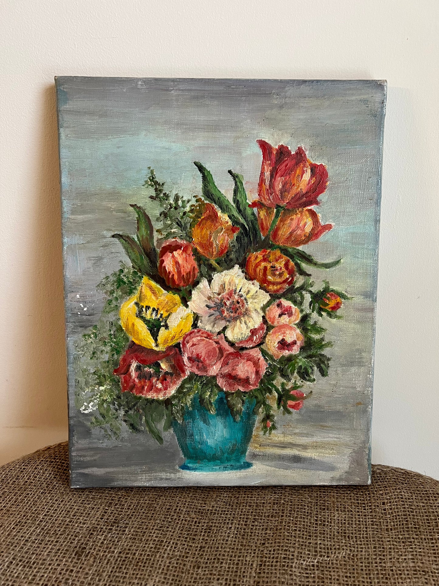 French Oil, Floral on Canvas