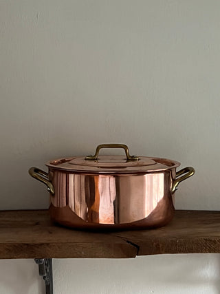 Oval Copper Casserole Pot