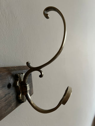 Brass and Oak Coat Rack