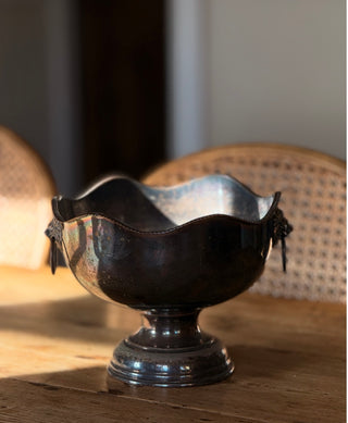 Antique Lion Head Bowl on Pedestal