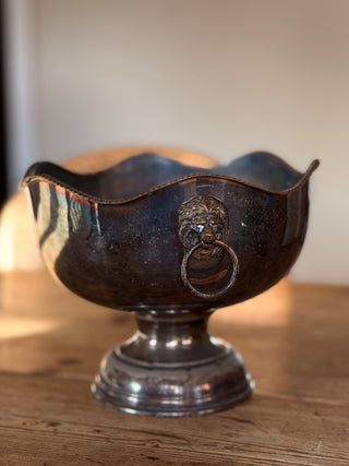 Antique Lion Head Bowl on Pedestal