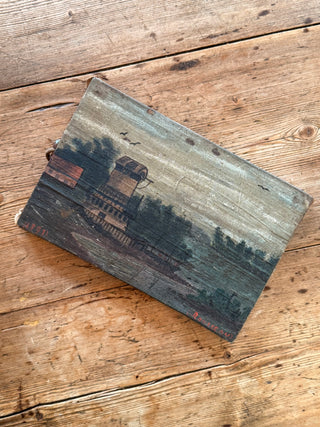 Antique French Painted Silk Landscape