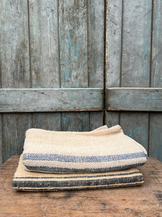 Grain Sack with Traditional Blue Stripes