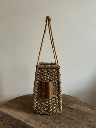 Wood and Linen Wine Carriers