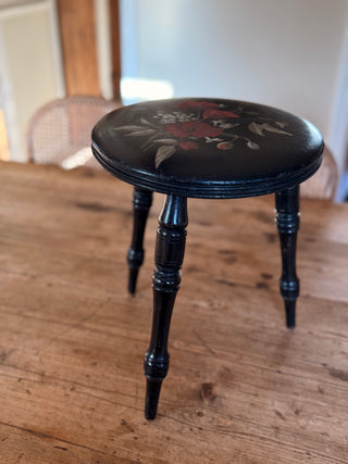 Antique European Hand-Painted Floral Stool