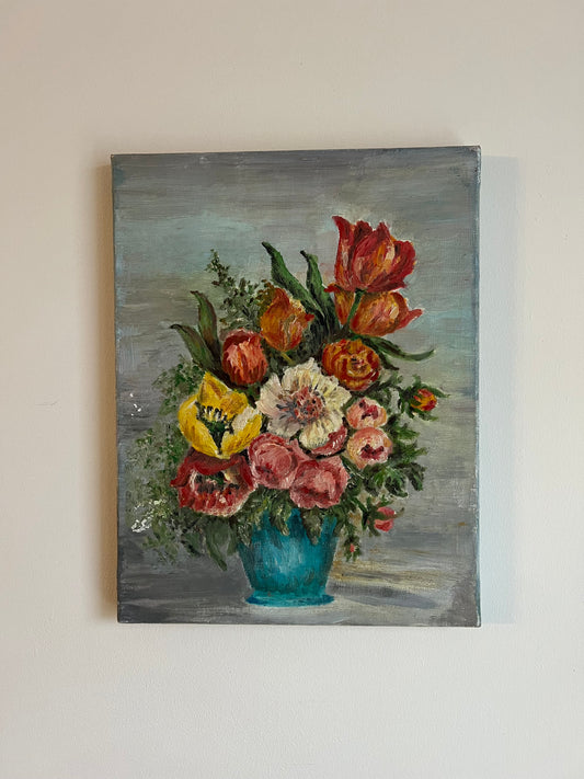 French Oil, Floral on Canvas