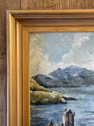 Castle by the Loch, Framed Vintage Landscape Painting