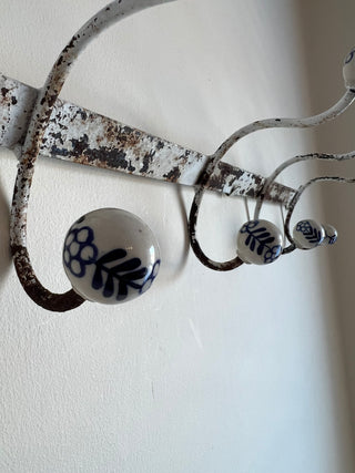 French Iron and Porcelain Coat Rack