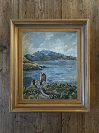 Castle by the Loch, Framed Vintage Landscape Painting