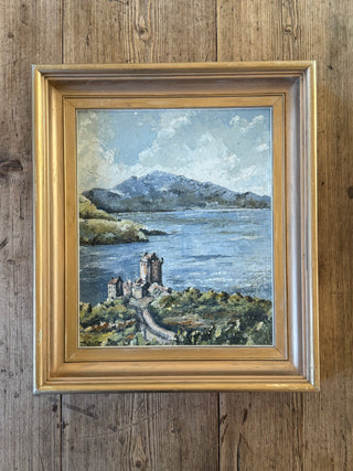 Castle by the Loch, Framed Vintage Landscape Painting