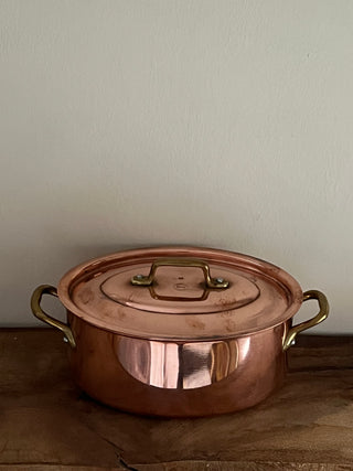 Oval Copper Casserole Pot