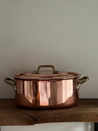 Oval Copper Casserole Pot