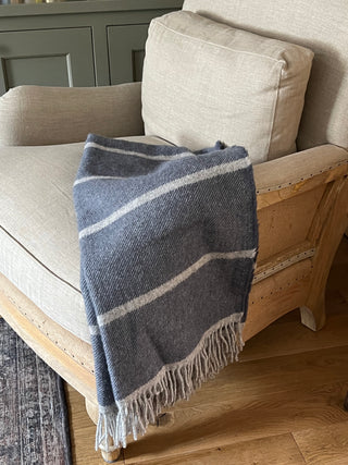 Country Living Powys Blue Welsh Wool Blanket