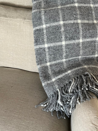 Country Living Powys Grey Welsh Wool Blanket