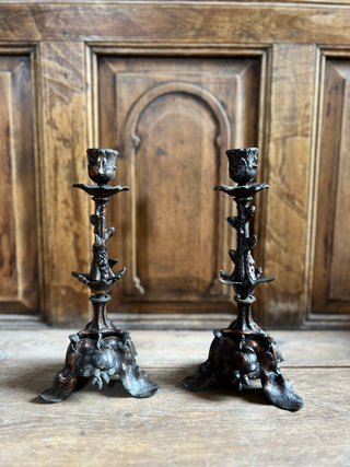 Maison de Chabris Ornate Brass Candlesticks