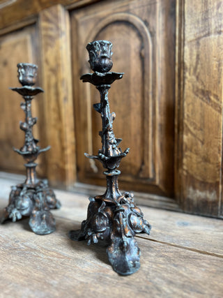 Maison de Chabris Ornate Brass Candlesticks