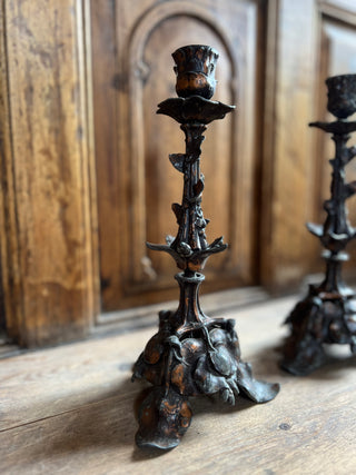 Maison de Chabris Ornate Brass Candlesticks