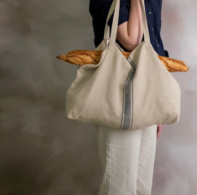 French Stripe Linen Bag