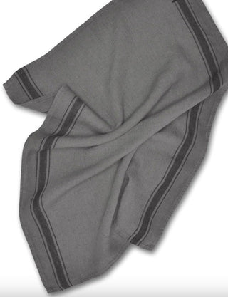 Grey with Black Stripe Linen Towel