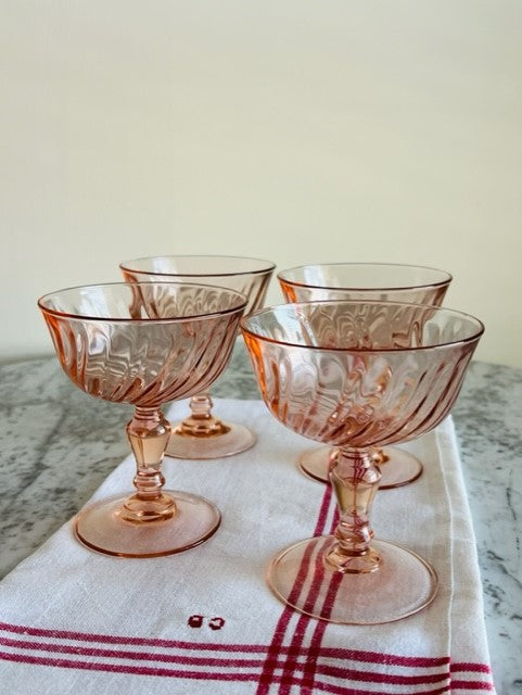Vintage Pink Champagne Dessert Glasses