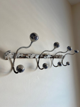 French Iron and Porcelain Coat Rack